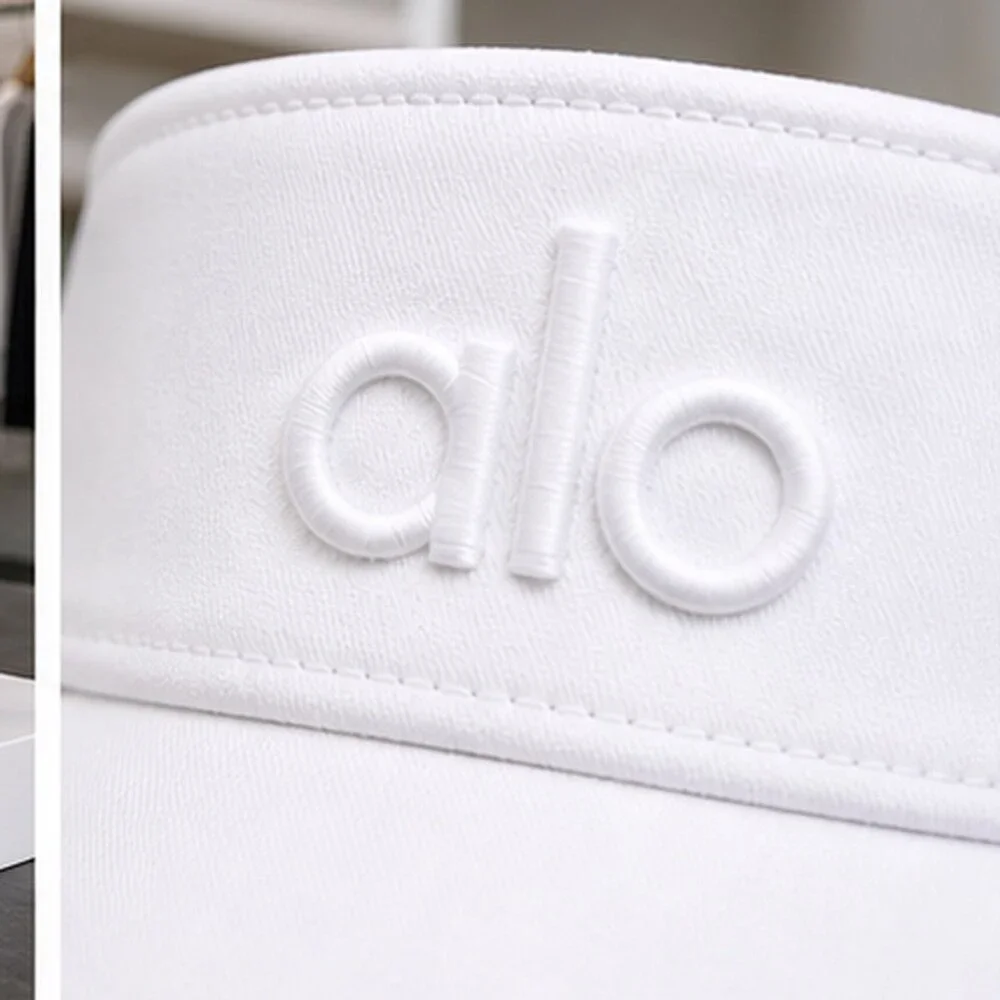 ALO Yoga White Pilates Open Top Visor Hat Logo